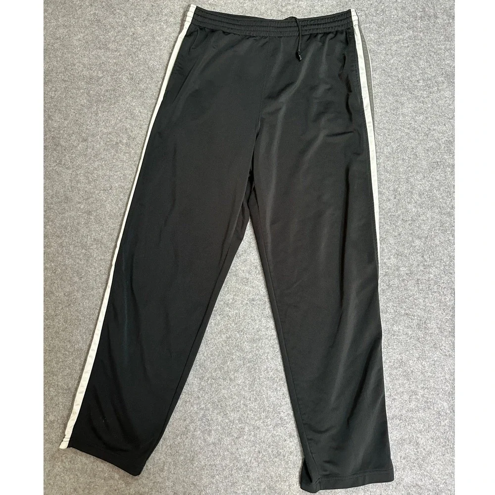 Nike Side Stripe Track Pants XL Black White Side Zip Hem Polyester